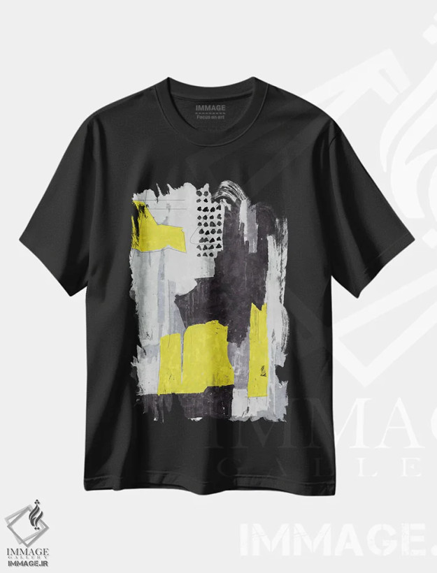 تیشرت مشکی طرح دار زرد و خاکستری I اثر دانیلو د آلکساندریا | فروشگاه ایماژ