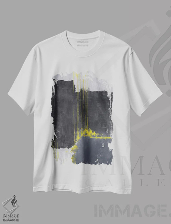 تیشرت سفید طرح دار زرد و خاکستری V اثر دانیلو د آلکساندریا | immage.ir