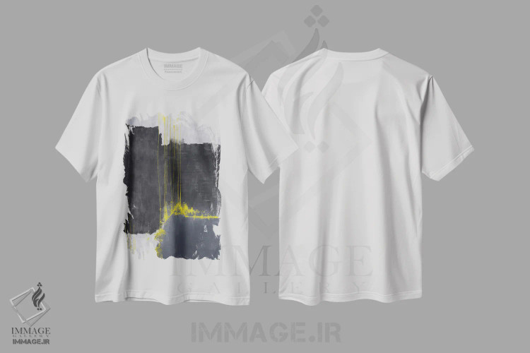 تیشرت سفید طرح دار زرد و خاکستری V اثر دانیلو د آلکساندریا | immage.ir