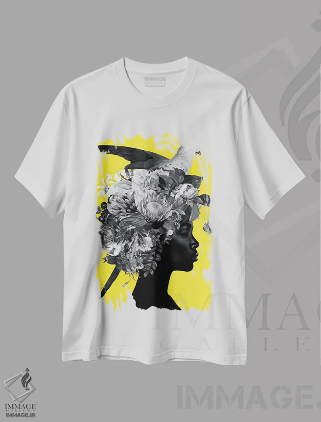 تیشرت سفید طرح دار زرد و خاکستری XVI، هنر آمریکایی آفریقایی تبار اثر دانیلو د آلکساندریا | فروشگاه ایماژ