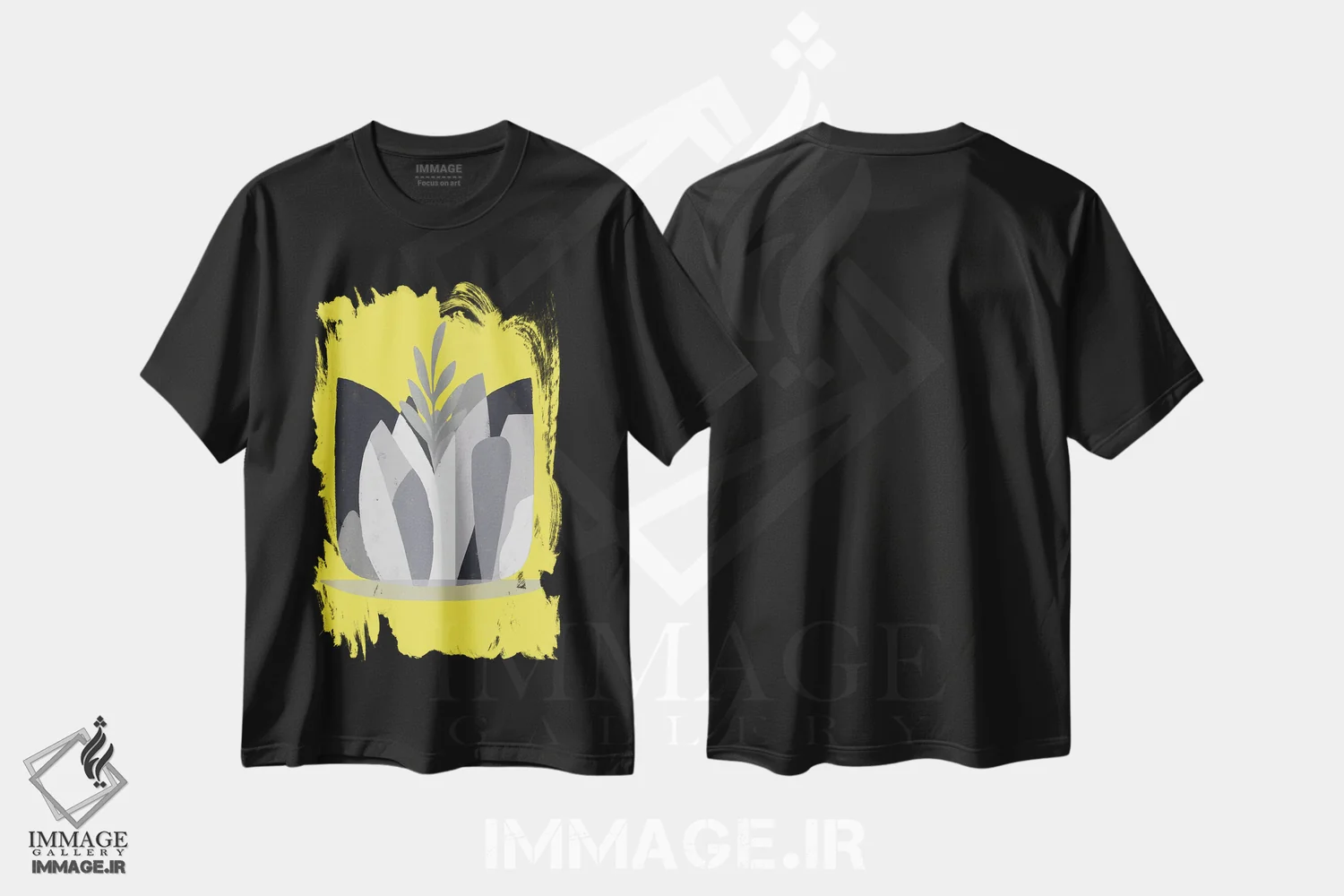 تیشرت مشکی طرح دار زرد و خاکستری XVII، آبستره اثر دانیلو د آلکساندریا | فروشگاه ایماژ