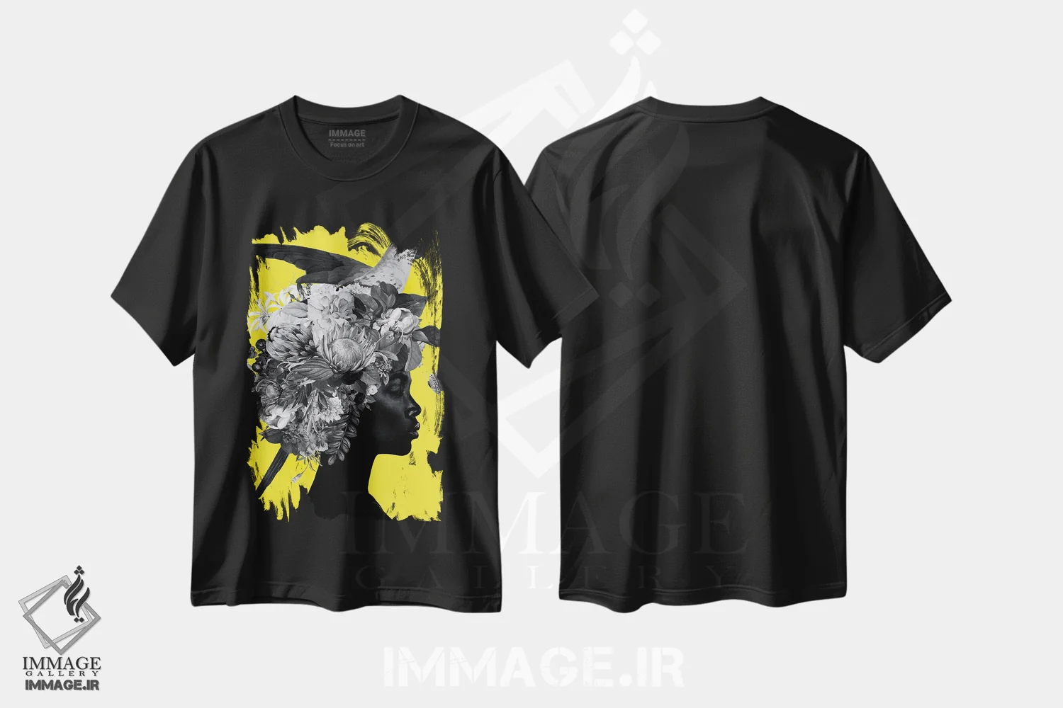تیشرت مشکی طرح دار زرد و خاکستری XVI، هنر آمریکایی آفریقایی تبار اثر دانیلو د آلکساندریا | immage.ir