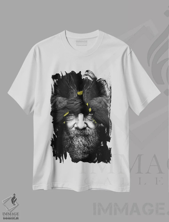 تیشرت سفید طرح دار زرد و خاکستری XXI، عکاسی ترکیبی اثر دانیلو د آلکساندریا | فروشگاه ایماژ