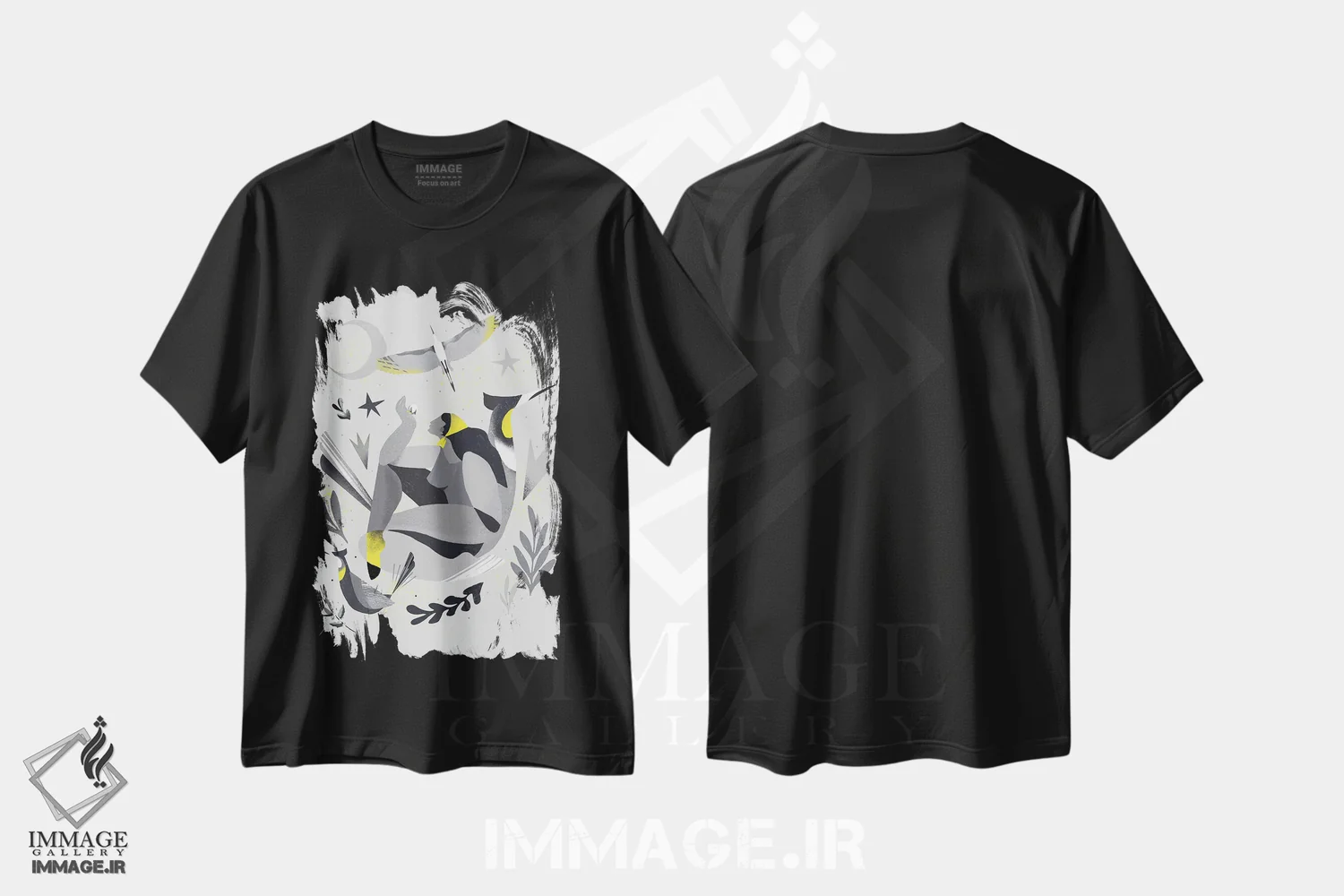 تیشرت مشکی طرح دار زرد و خاکستری XVIII، تزئینی اثر دانیلو د آلکساندریا | immage.ir