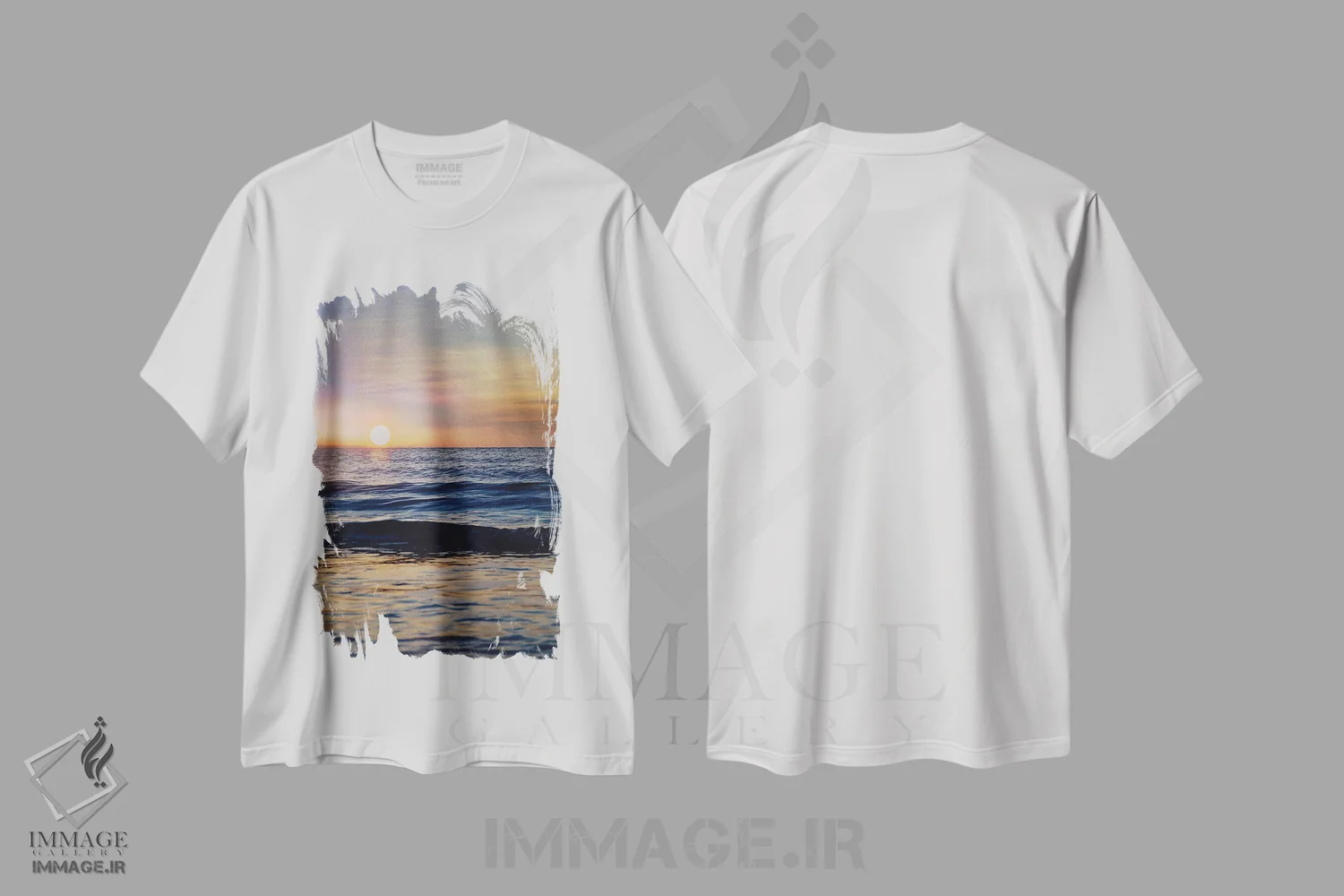 تیشرت سفید طرح دار ساحل III، دکور ساحلی اثر دانیلو د آلکساندریا | فروشگاه ایماژ