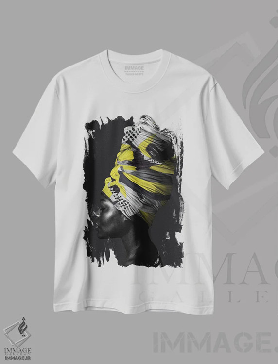 تیشرت سفید طرح دار زرد و خاکستری XXIII، هنر آمریکایی آفریقایی تبار اثر دانیلو د آلکساندریا | فروشگاه ایماژ