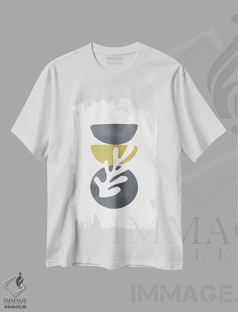 تیشرت سفید طرح دار زرد و خاکستری XXVII اثر دانیلو د آلکساندریا | فروشگاه ایماژ