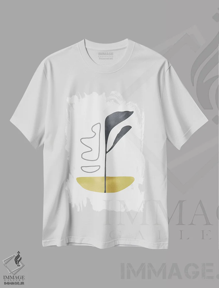 تیشرت سفید طرح دار زرد و خاکستری XXVIII اثر دانیلو د آلکساندریا | immage.ir