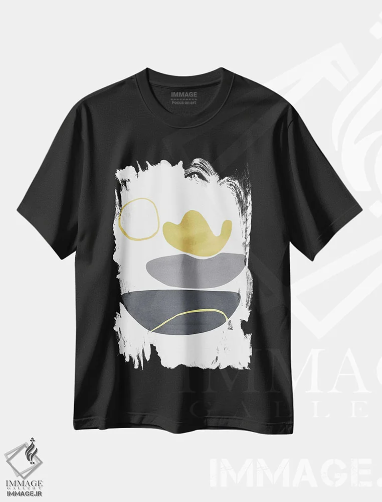 تیشرت مشکی طرح دار زرد و خاکستری XXIX اثر دانیلو د آلکساندریا | immage.ir