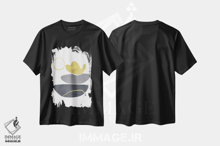 تیشرت مشکی طرح دار زرد و خاکستری XXIX اثر دانیلو د آلکساندریا | immage.ir