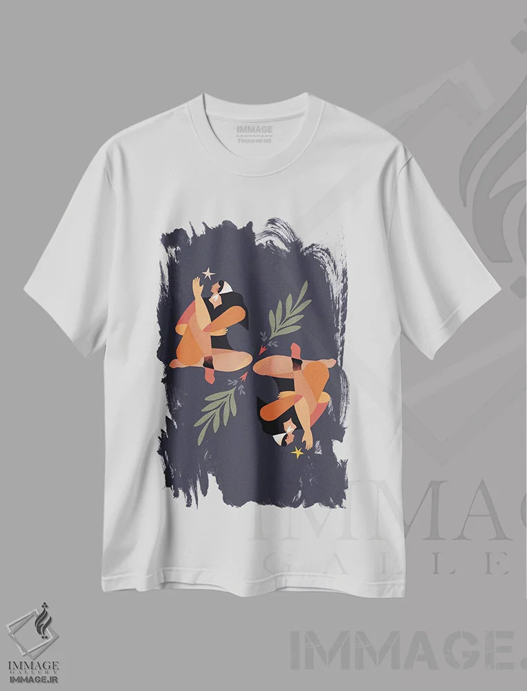 تیشرت سفید طرح دار زنِ فلت I، هنر دیجیتال اثر دانیلو د آلکساندریا | فروشگاه ایماژ