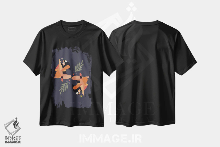 تیشرت مشکی طرح دار زنِ فلت I، هنر دیجیتال اثر دانیلو د آلکساندریا | immage.ir