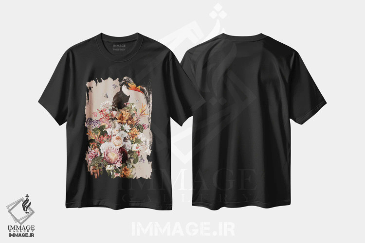 تیشرت مشکی طرح دار زنِ گلدار I، دکور معاصر اثر دانیلو د آلکساندریا | immage.ir