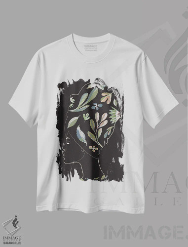 تیشرت سفید طرح دار زنِ برگین III، دکور آفریقایی اثر دانیلو د آلکساندریا | فروشگاه ایماژ