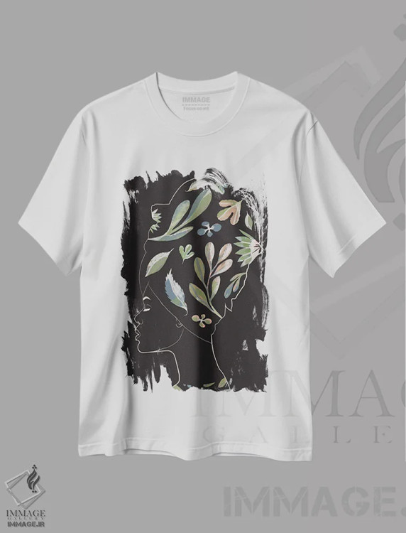 تیشرت سفید طرح دار زنِ برگین III، دکور آفریقایی اثر دانیلو د آلکساندریا | فروشگاه ایماژ
