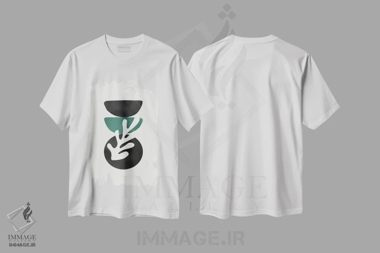 تیشرت سفید طرح دار شکل انتزاعی برگ سبز، آبستره اثر دانیلو د آلکساندریا | فروشگاه ایماژ