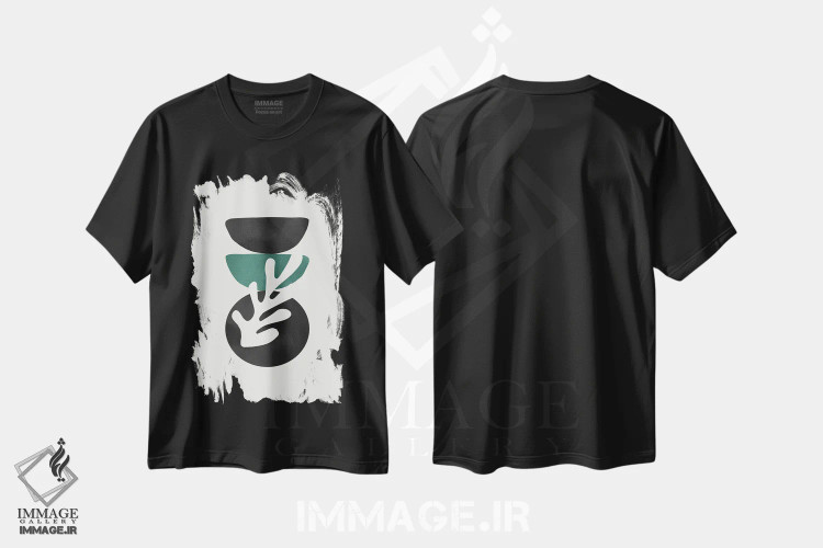 تیشرت مشکی طرح دار شکل انتزاعی برگ سبز، آبستره اثر دانیلو د آلکساندریا | immage.ir