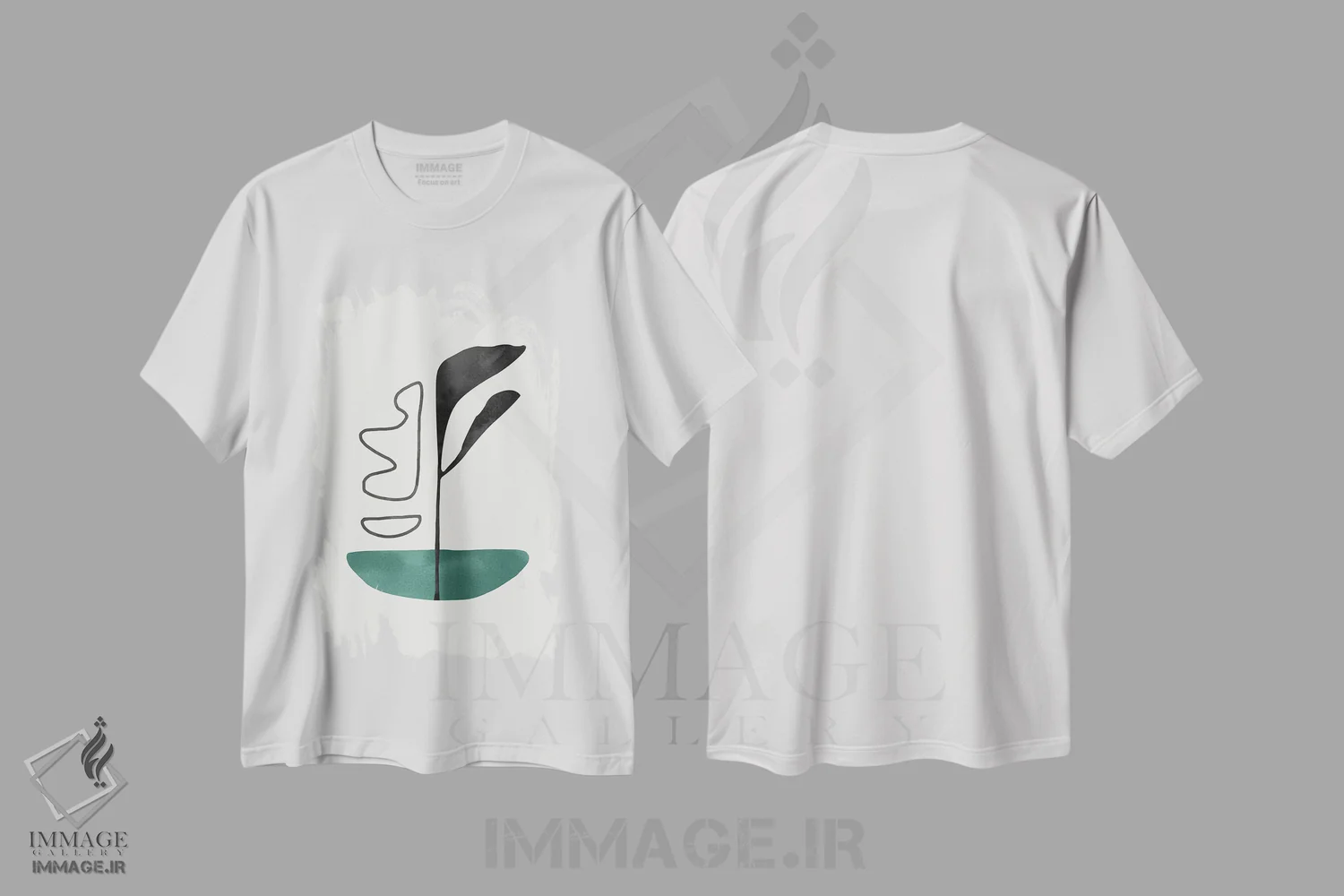 تیشرت سفید طرح دار شکل انتزاعی گل سبز اثر دانیلو د آلکساندریا | فروشگاه ایماژ