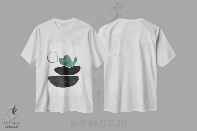 تیشرت سفید طرح دار شکل انتزاعی کوه سبز اثر دانیلو د آلکساندریا | immage.ir