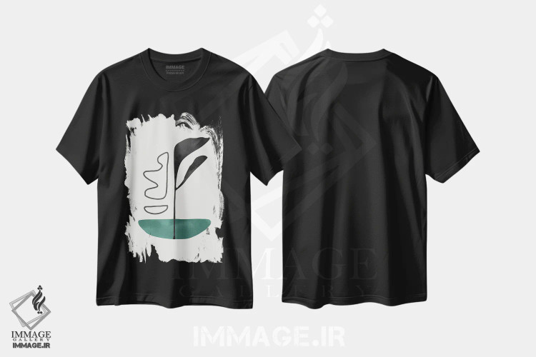 تیشرت مشکی طرح دار شکل انتزاعی گل سبز اثر دانیلو د آلکساندریا | immage.ir