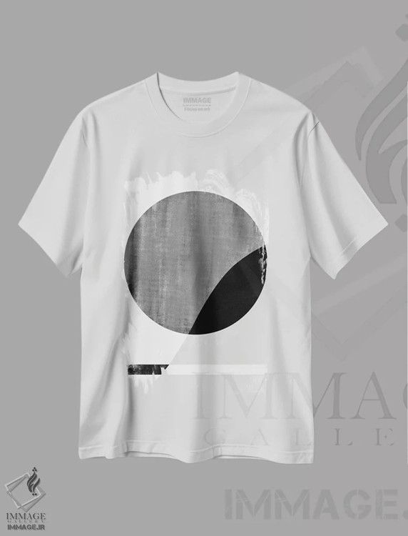تیشرت سفید طرح دار فرم انتزاعی ماه سیاه اثر دانیلو د آلکساندریا | فروشگاه ایماژ
