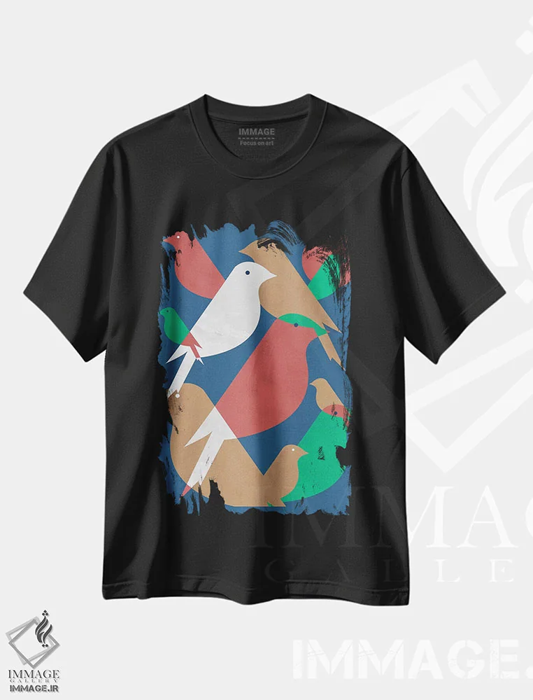تیشرت مشکی طرح دار سرزمین رنگارنگ یک، تزئینی اثر دانیلو د آلکساندریا | فروشگاه ایماژ