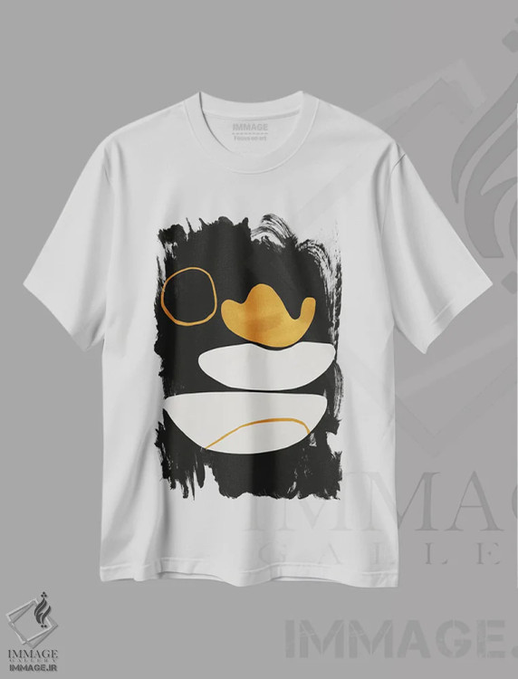 تیشرت سفید طرح دار فرم انتزاعی گلدان اخرایی اثر دانیلو د آلکساندریا | فروشگاه ایماژ