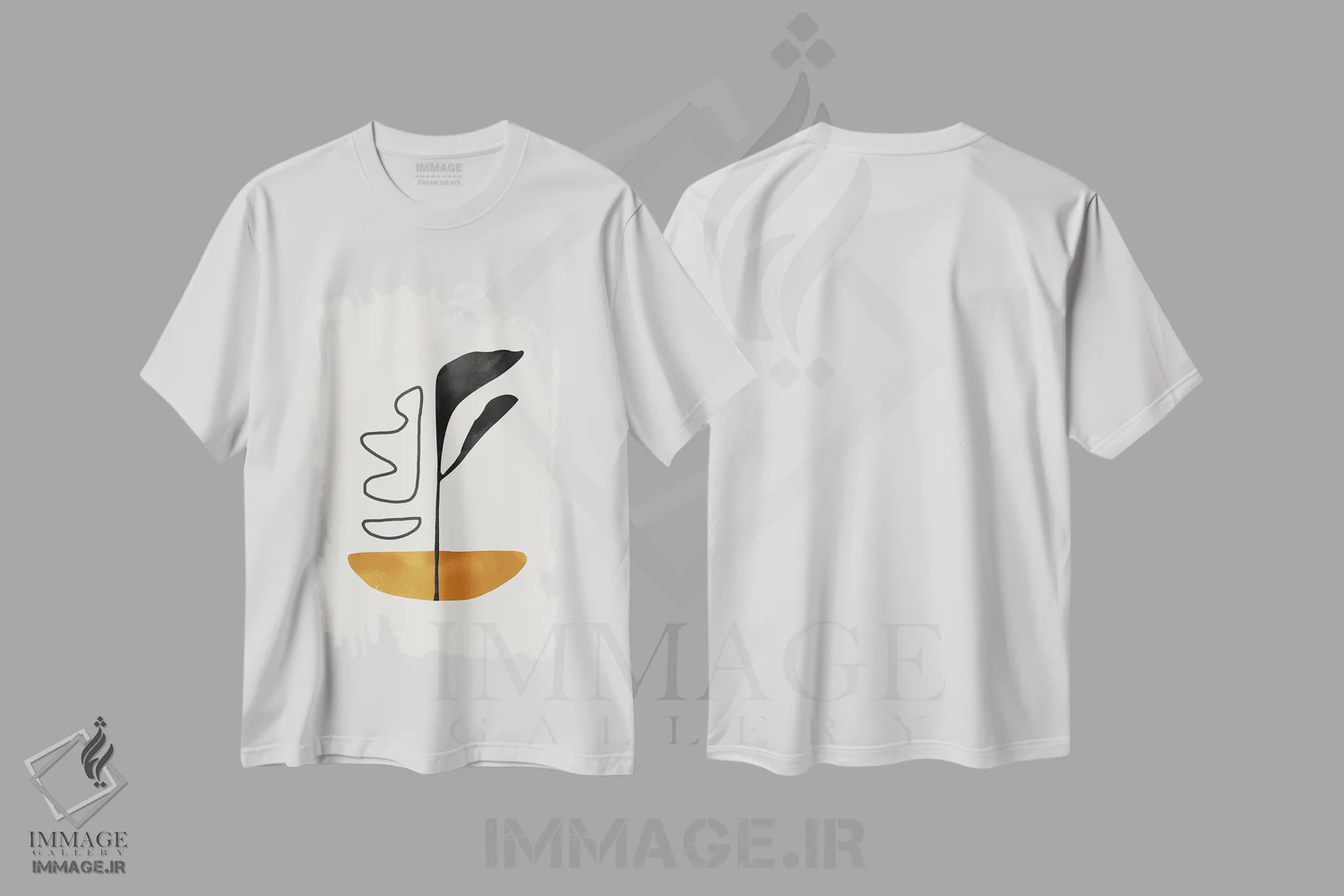 تیشرت سفید طرح دار فرم انتزاعی گلدان اخرایی چهار اثر دانیلو د آلکساندریا | immage.ir