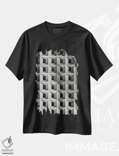 تیشرت مشکی طرح دار پنجره انتزاعی دو، آبستره اثر دانیلو د آلکساندریا | فروشگاه ایماژ