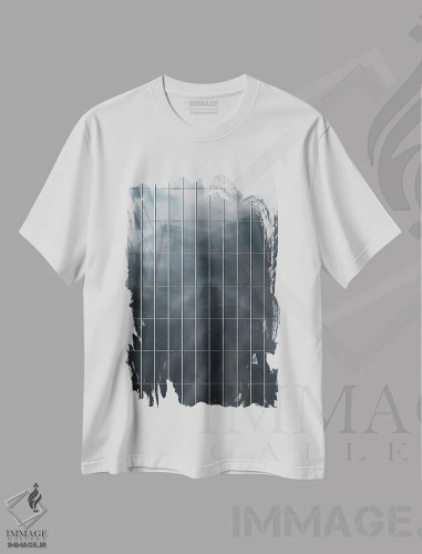 تیشرت سفید طرح دار پنجره انتزاعی سه، آبستره اثر دانیلو د آلکساندریا | فروشگاه ایماژ