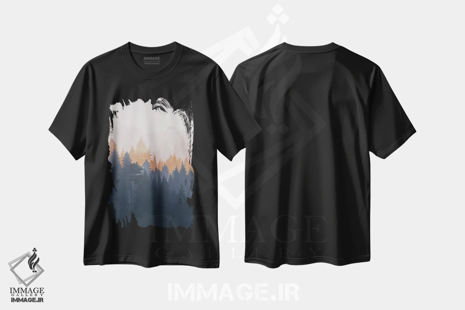 تیشرت مشکی طرح دار انتزاعی اسکاندیناوی شش، تزئینی اثر دانیلو د آلکساندریا | فروشگاه ایماژ