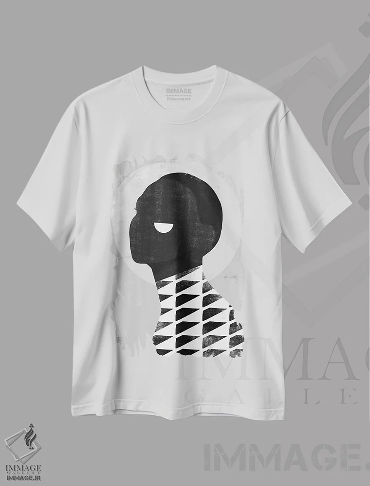 تیشرت سفید طرح دار چهره انتزاعی یک، دکور معاصر اثر دانیلو د آلکساندریا | فروشگاه ایماژ