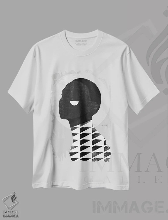 تیشرت سفید طرح دار چهره انتزاعی یک، دکور معاصر اثر دانیلو د آلکساندریا | فروشگاه ایماژ