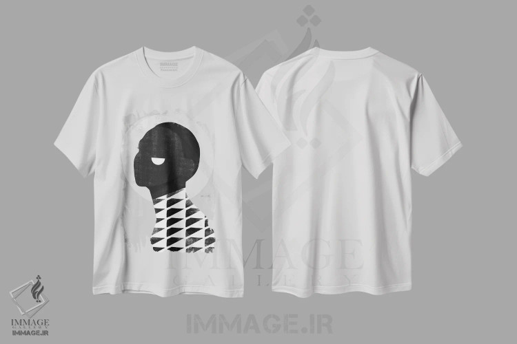تیشرت سفید طرح دار چهره انتزاعی یک، دکور معاصر اثر دانیلو د آلکساندریا | فروشگاه ایماژ