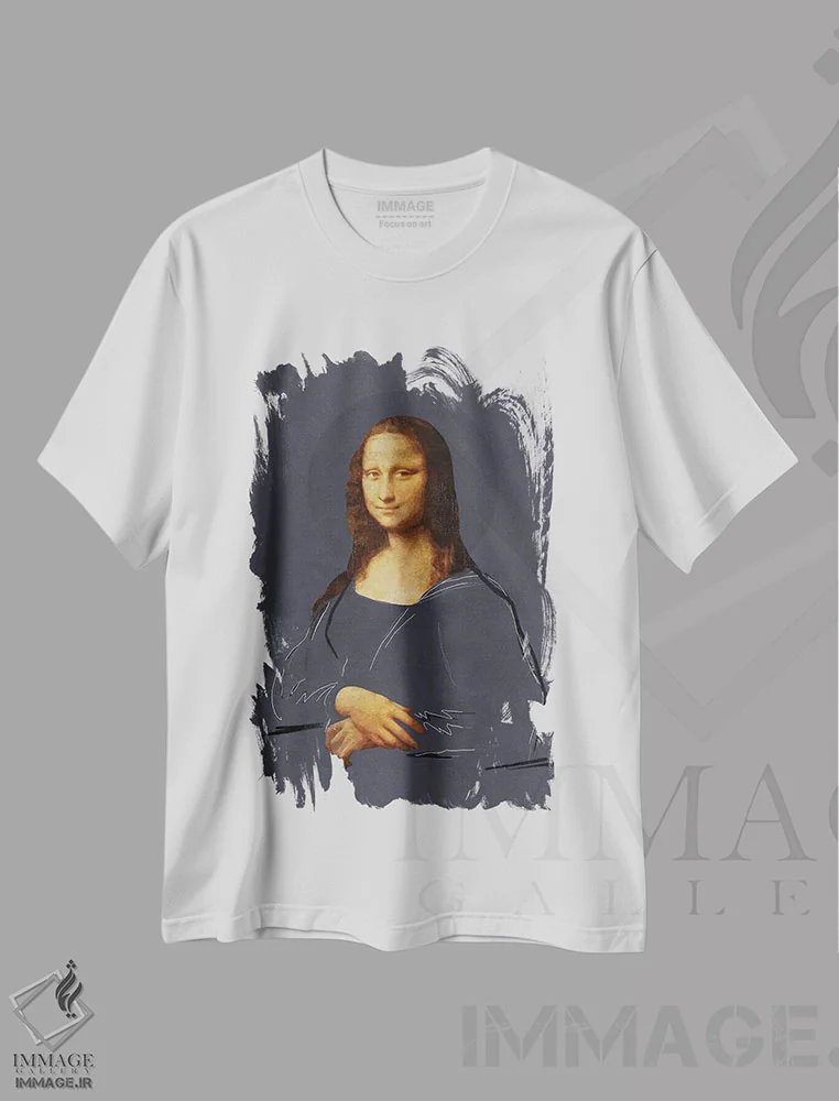تیشرت سفید طرح دار مونالیزا هنر خیابانی، دکور معاصر اثر دانیلو د آلکساندریا | فروشگاه ایماژ
