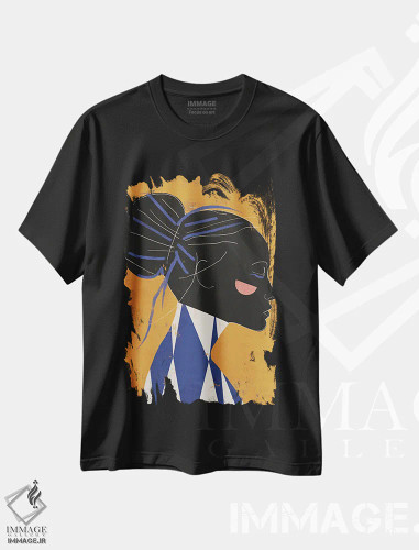 تیشرت مشکی طرح دار زن رنگارنگ دو، هنر آمریکایی آفریقایی تبار اثر دانیلو د آلکساندریا | فروشگاه ایماژ