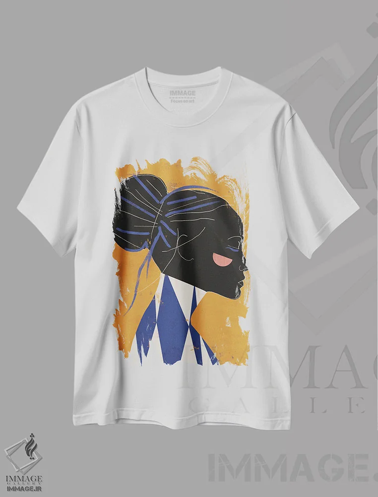 تیشرت سفید طرح دار زن رنگارنگ دو، هنر آمریکایی آفریقایی تبار اثر دانیلو د آلکساندریا | immage.ir
