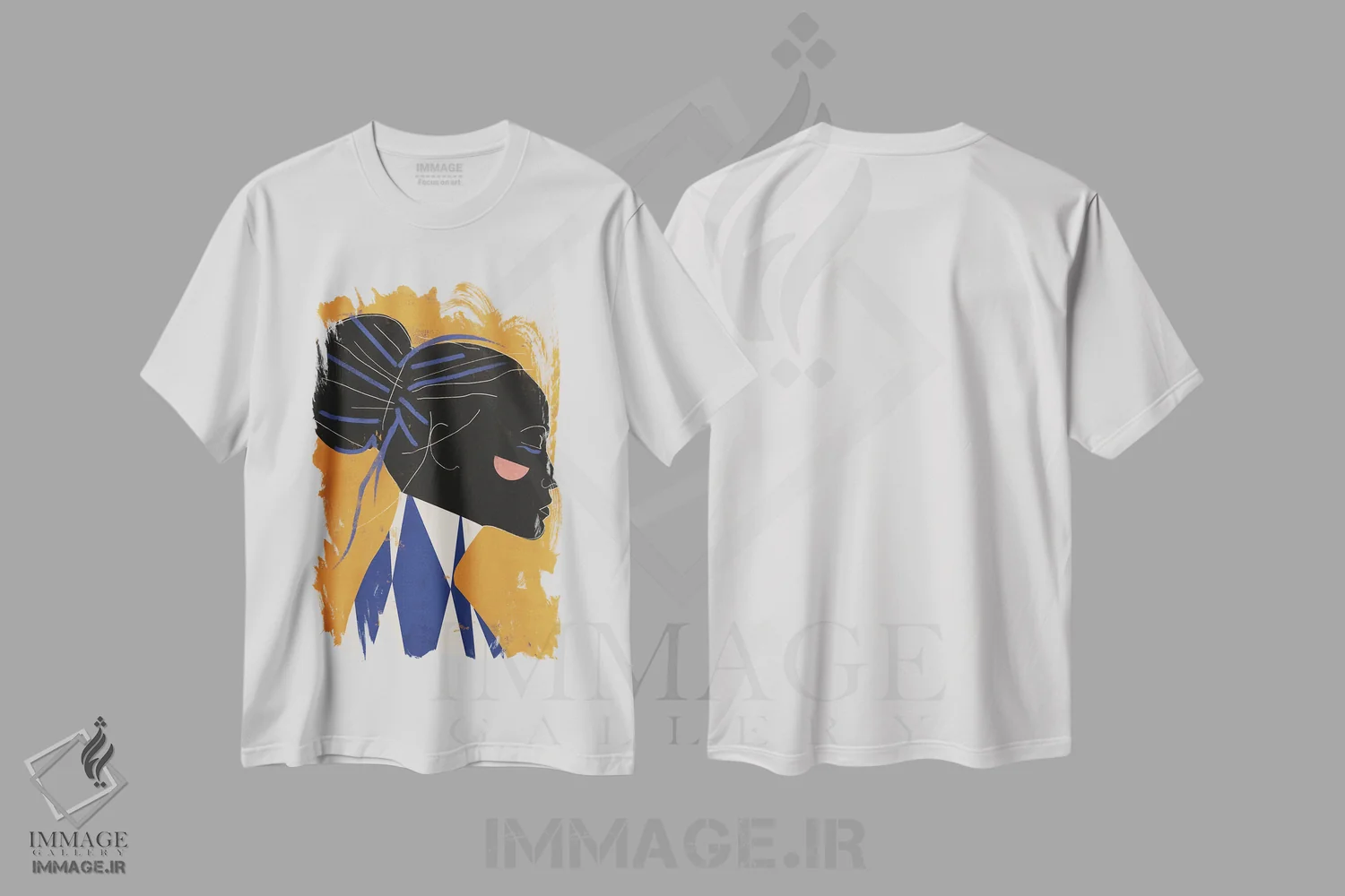 تیشرت سفید طرح دار زن رنگارنگ دو، هنر آمریکایی آفریقایی تبار اثر دانیلو د آلکساندریا | immage.ir