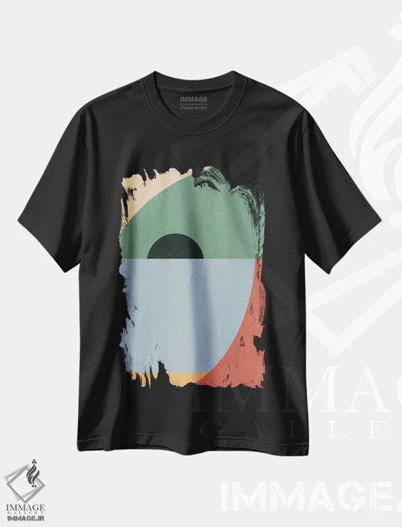 تیشرت مشکی طرح دار رنگ هندسی یک، آبستره اثر دانیلو د آلکساندریا | فروشگاه ایماژ