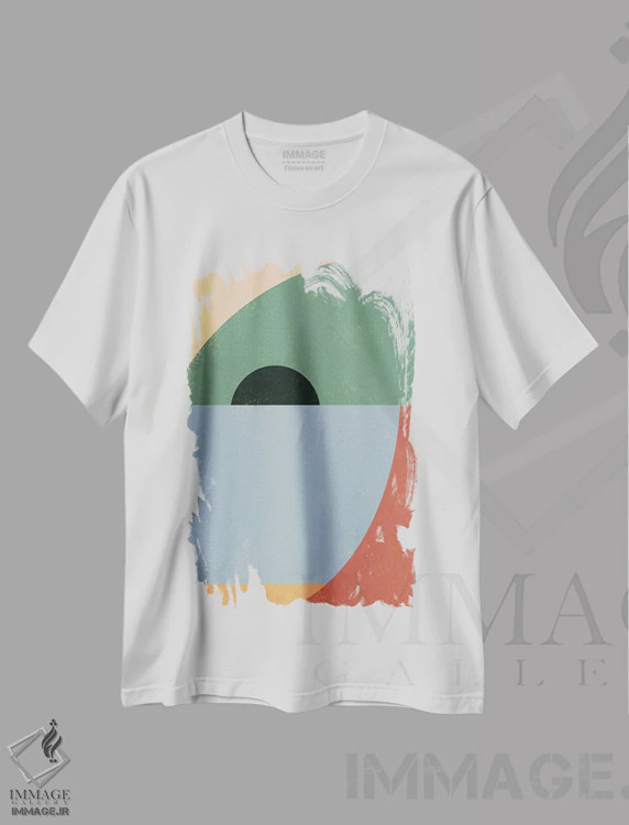 تیشرت سفید طرح دار رنگ هندسی یک، آبستره اثر دانیلو د آلکساندریا | immage.ir