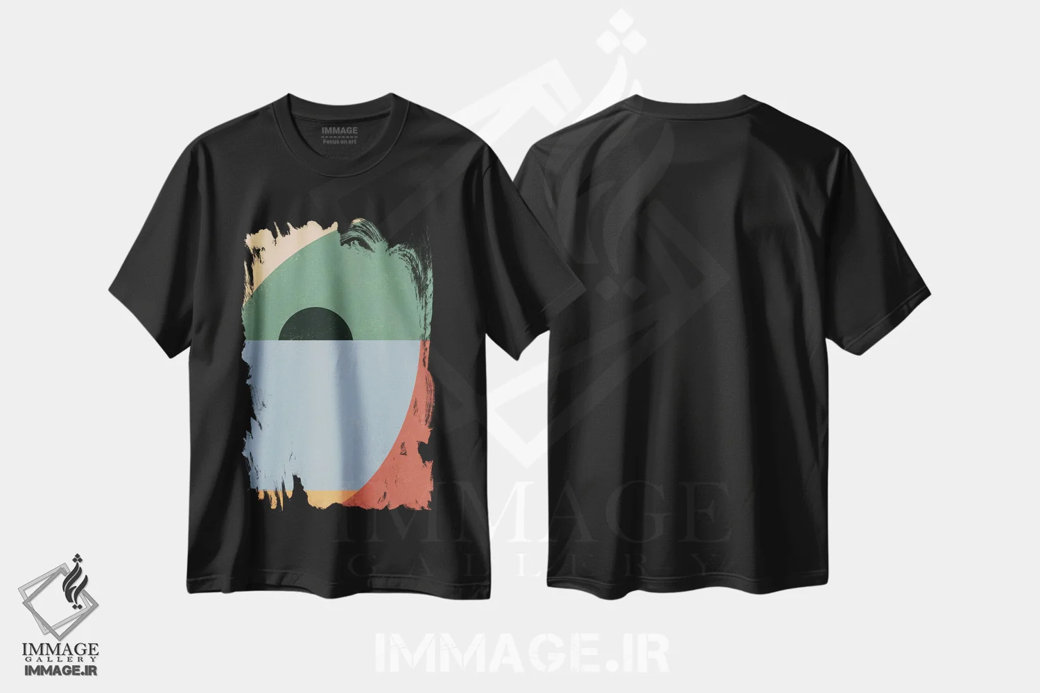 تیشرت مشکی طرح دار رنگ هندسی یک، آبستره اثر دانیلو د آلکساندریا | فروشگاه ایماژ