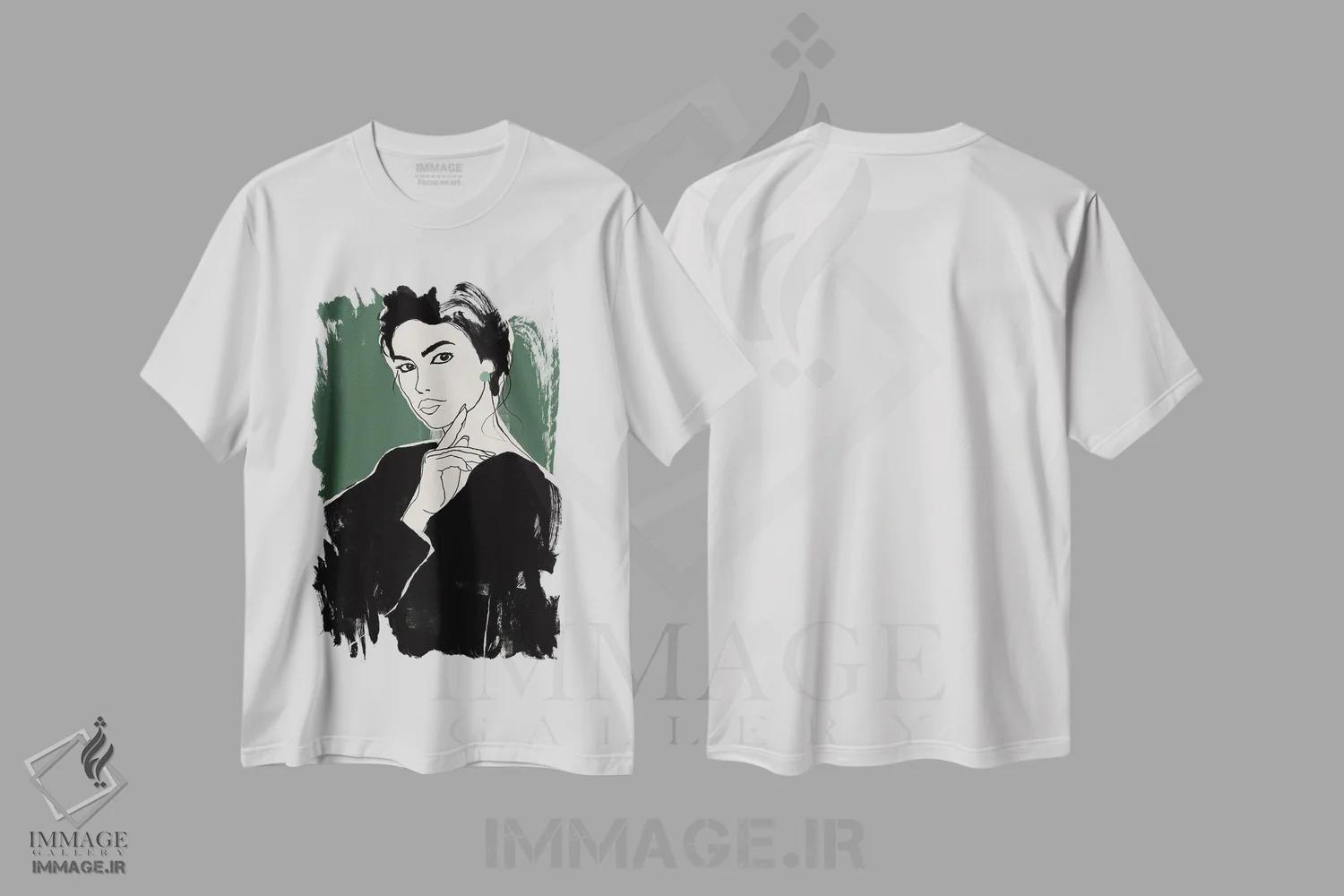تیشرت سفید طرح دار زن سبزپوش، دکور معاصر اثر دانیلو د آلکساندریا | immage.ir