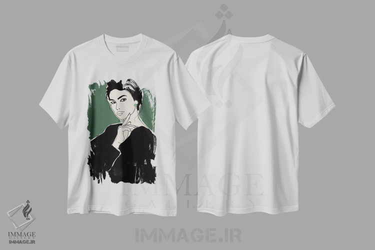 تیشرت سفید طرح دار زن سبزپوش، دکور معاصر اثر دانیلو د آلکساندریا | immage.ir