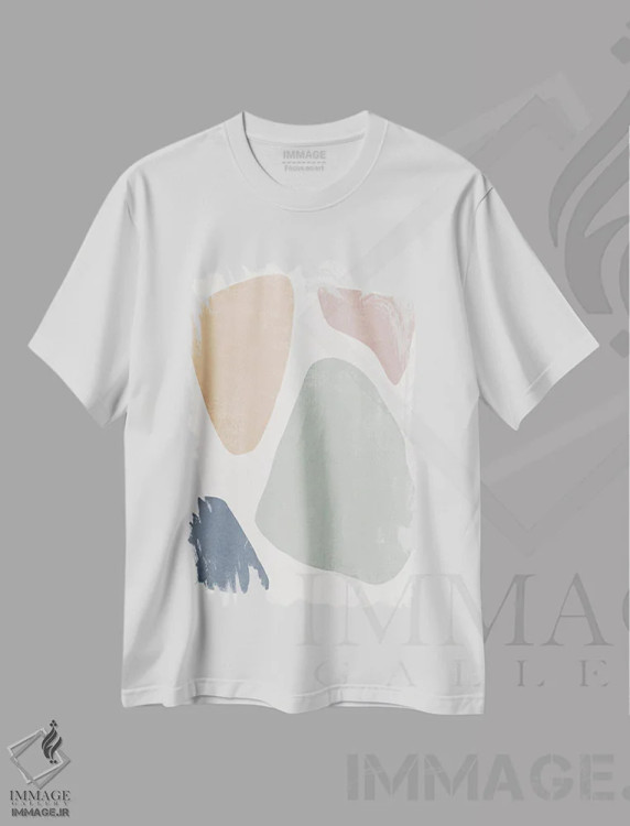 تیشرت سفید طرح دار رنگ پاستلی دو اثر دانیلو د آلکساندریا | فروشگاه ایماژ