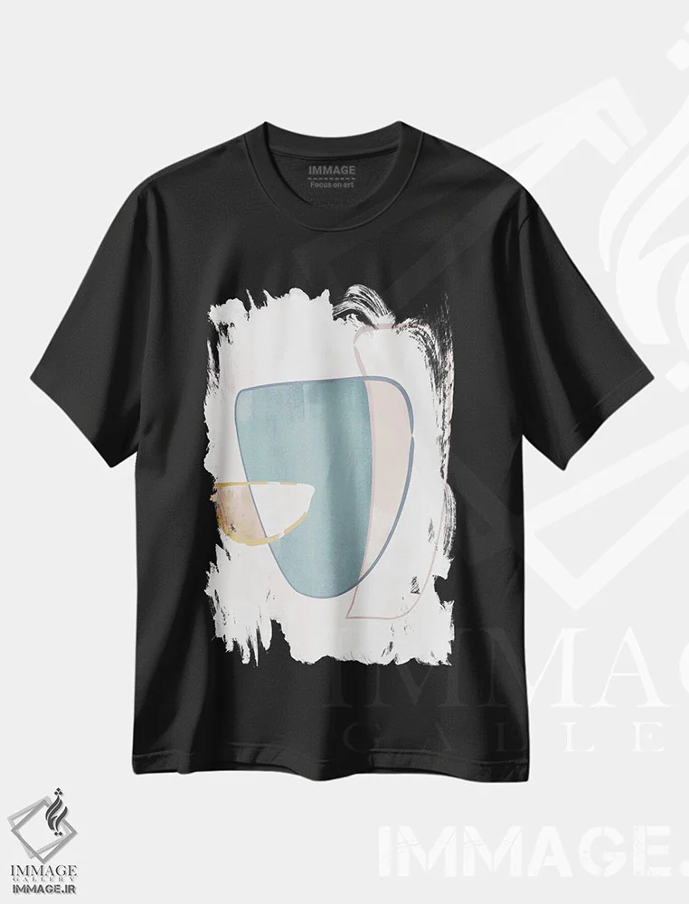 تیشرت مشکی طرح دار رنگ پاستلی چهار اثر دانیلو د آلکساندریا | فروشگاه ایماژ