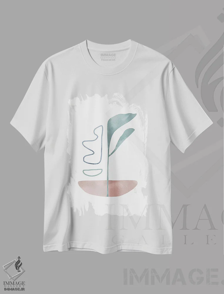 تیشرت سفید طرح دار رنگ پاستلی هشت، آبستره اثر دانیلو د آلکساندریا | فروشگاه ایماژ