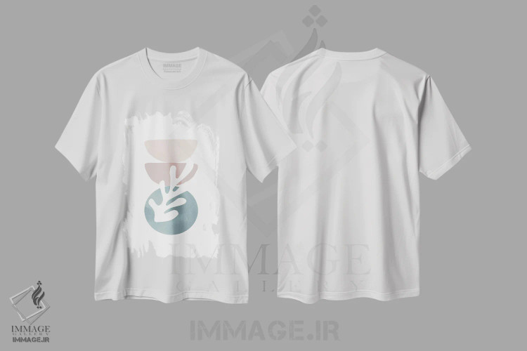 تیشرت سفید طرح دار رنگ پاستلی ده، آبستره اثر دانیلو د آلکساندریا | فروشگاه ایماژ