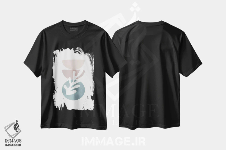 تیشرت مشکی طرح دار رنگ پاستلی ده، آبستره اثر دانیلو د آلکساندریا | immage.ir