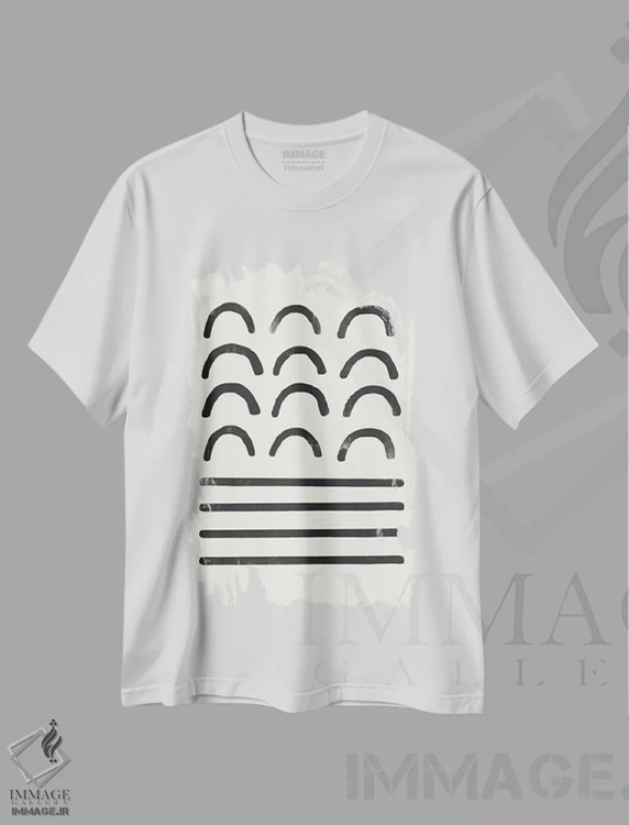 تیشرت سفید طرح دار کمان انتزاعی هشت اثر دانیلو د آلکساندریا | immage.ir