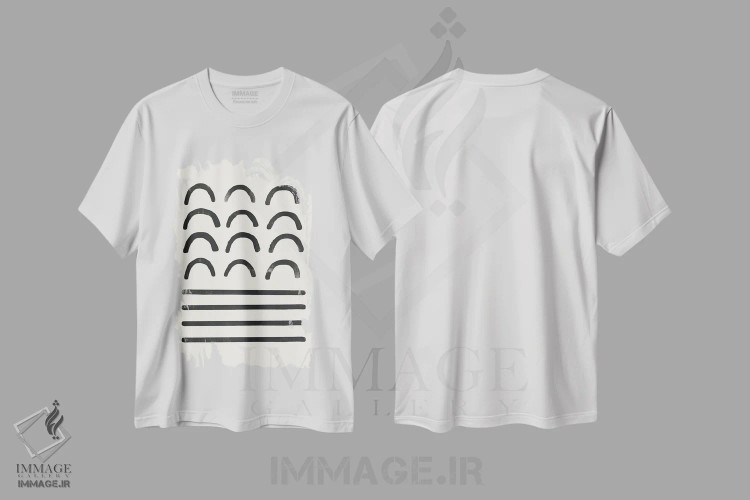 تیشرت سفید طرح دار کمان انتزاعی هشت اثر دانیلو د آلکساندریا | immage.ir